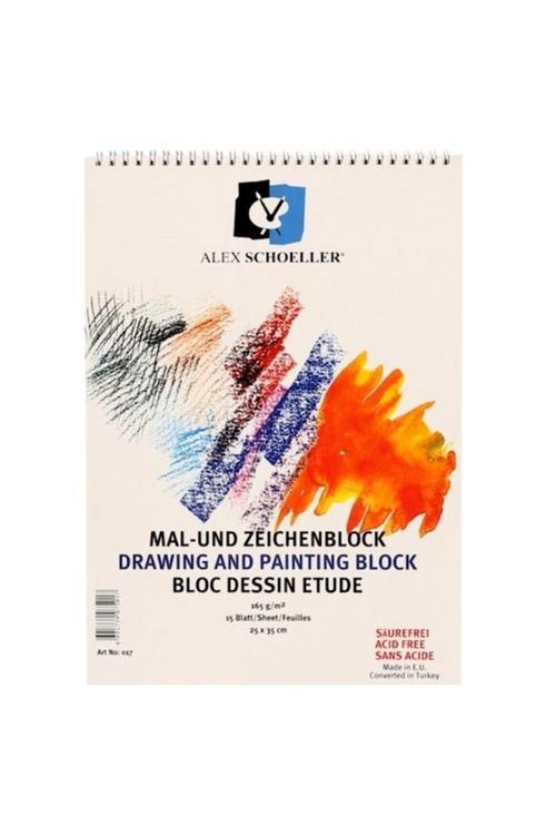 Alex Schoeller Resim Defteri, Teknik Çizim Defteri 25X35 Spiralli 165 Gr 15 Yaprak