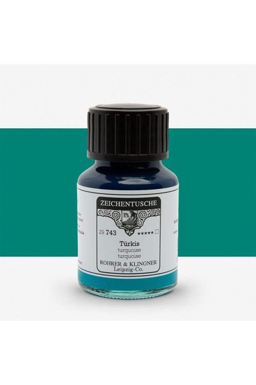 Kaligrafi Mürekkebi Zeichentusche 29-Airbrush-Fırça-Divit-50Ml-743-Turquoise