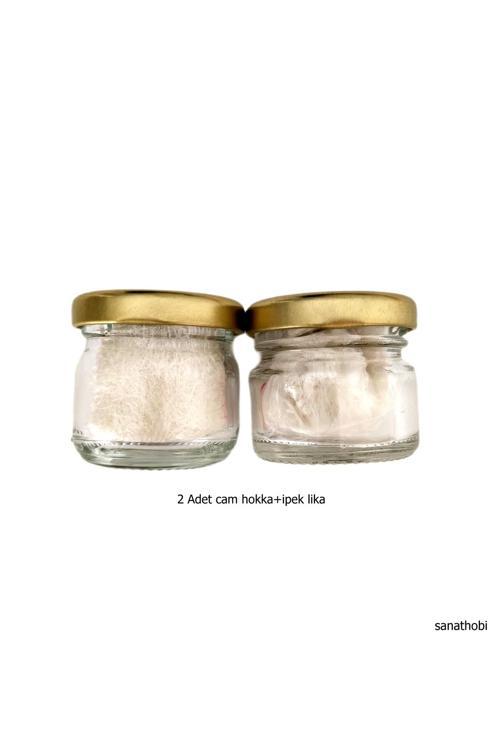 İpek Likalı Cam Hokka Sarı Kapak, Hat Sanatı Kaliigrafi, Minyatür Tezhip Hokka-28Ml-2 Adet
