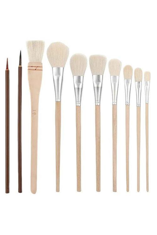 Seramik Sırlama Fırça Seti, Seramik Boyama, Yaldızlama, Çini, Vazo, Yağlı Boya, Koyun Tüyü-Set 10Ad