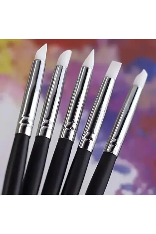Silikon Kalem, Hobi, Çömlekçilik, Heykeltraş, Kabartma, Tırnak Sanatı-İnce Uçlu 5'Li Set