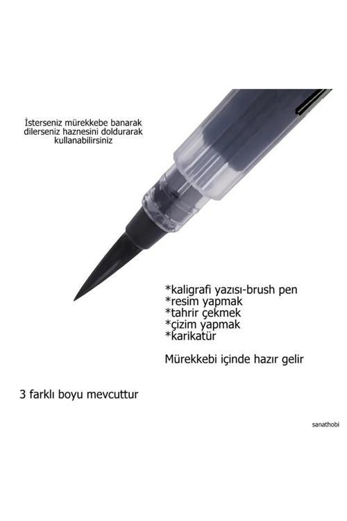 Hazneli Fırça Uçlu Kalem, Çini, Seramik, Tahrir Fırçası, Çizim Fırça, 1 Adet-M