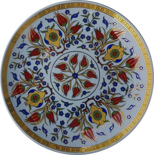 Armada Cini Prt 84 25 Cm Altın Yaldızlı Iznik Rumi Desenli Porselen Cini Tabak
