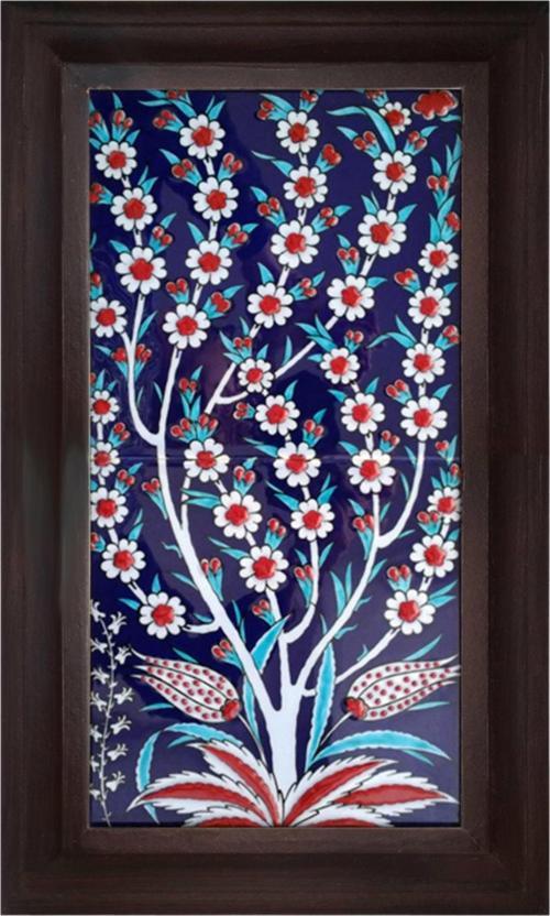Ed 153 Hayat Ağacı Eldekoru Çini Pano 20x40 cm