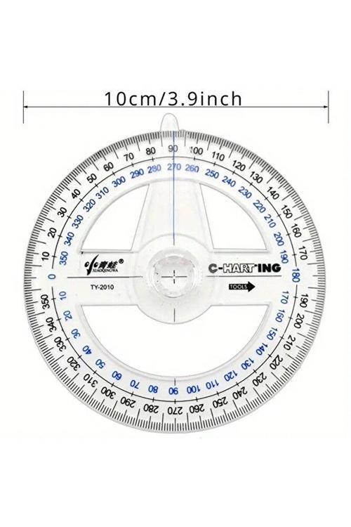 360° Protractor Cetvel, Şeffaf Matematik, Geometri, Tasarım Ve Sanat Projeleri İçin İdeal-1Ad