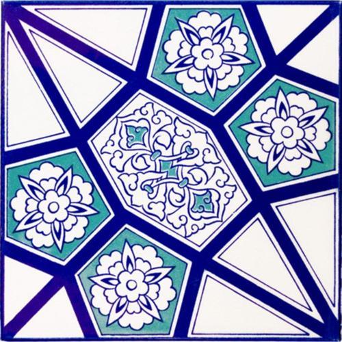 Geometrik Mavi Beyaz Desen Çini Karo 20x20 Cm Ac 3 A