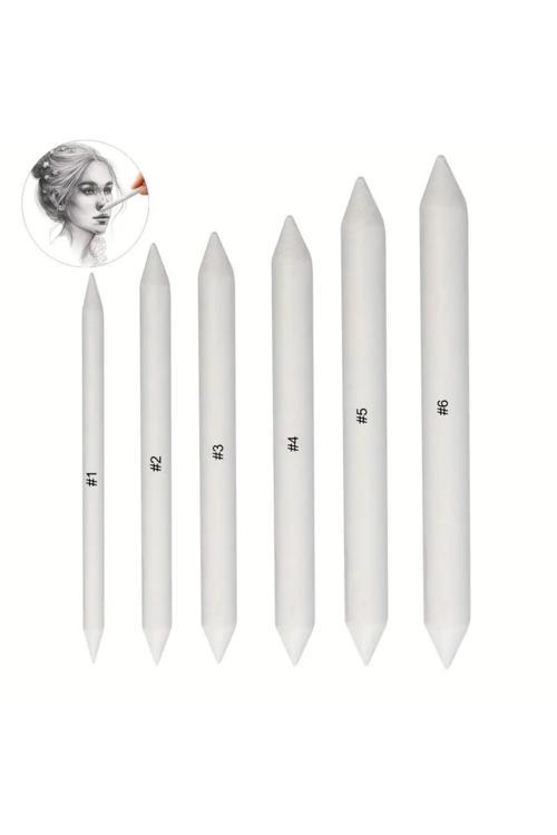 Eskiz Karıştırma Çubukları, Tortillion, Kara Kalem Silgi, Gölgelendirme-Set, 6 Adet