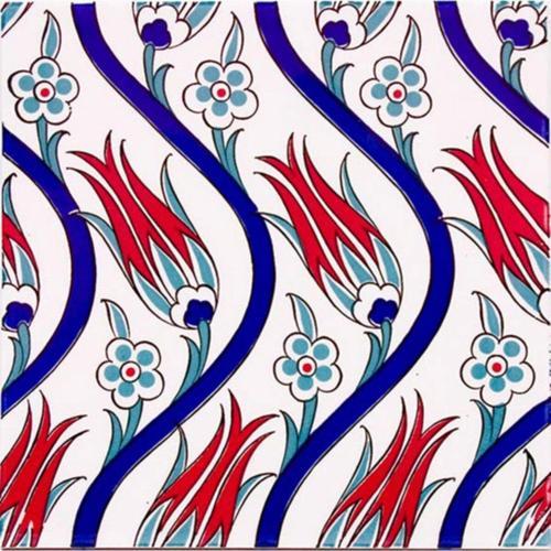 Sarmaşık Lale Desenli Çini Seramik Karo 20x20 cm Ac 20