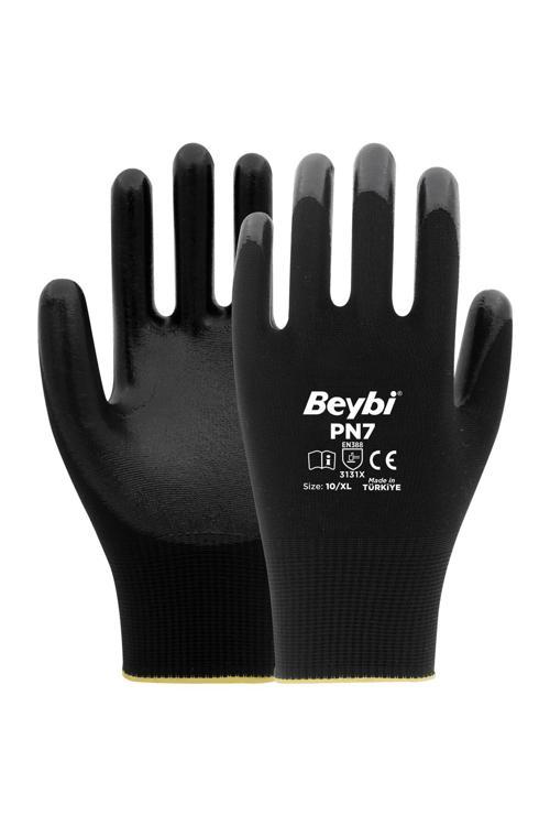 Pn7 Polyester Örme Nitril Eldiven 12 Adet