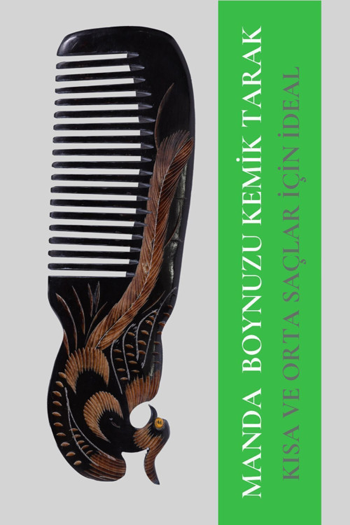 Manda Boynuzdan Tarak Doğal Kemik Tarak Kısa Ve Orta Saçlar İçin Tavuskuşu Modeli