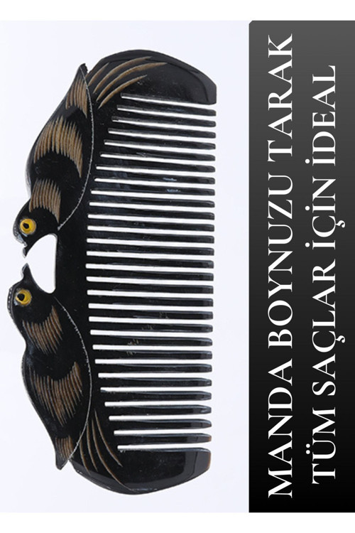 Manda Boynuzdan Tarak Doğal Kemik Tarak Orta Ve Uzun Saçlar İçin Tavuskuşu Modeli