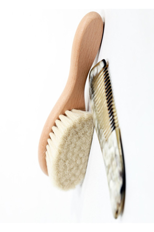 Bebek Saç Fırçası Ve Tarak Büyük Boy Keçi Kılı Fırça Ve Keçi Boynuzu Kemik Tarak