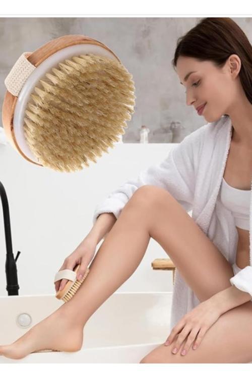 Yuvarlak Duş Fırçası Sert Kıllı Eksfoliye Edici Vücut Fırçası Yüksek Temizlik Hissi