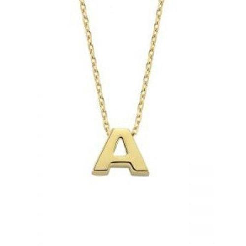 Zincirli Altın A Harf Taşsız Kolye
