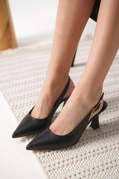 Ophelia Mat Siyah Kadın Topuklu Ayakkabı