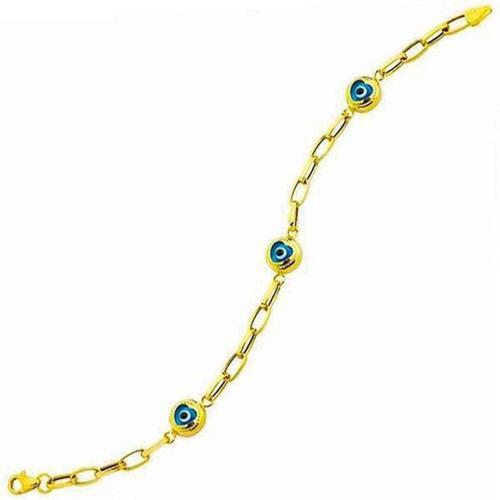 Kalp Nazar Boncuklu 14 Ayar Altın Bileklik