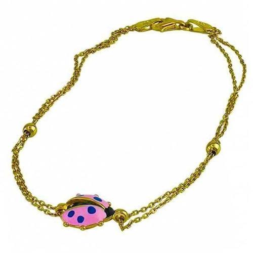 Pembe Uğur Böceği 14 Ayar Altın Bileklik