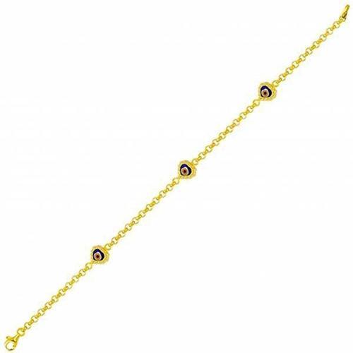 Üçlü Kalp Gözlü 14 Ayar Altın Bileklik