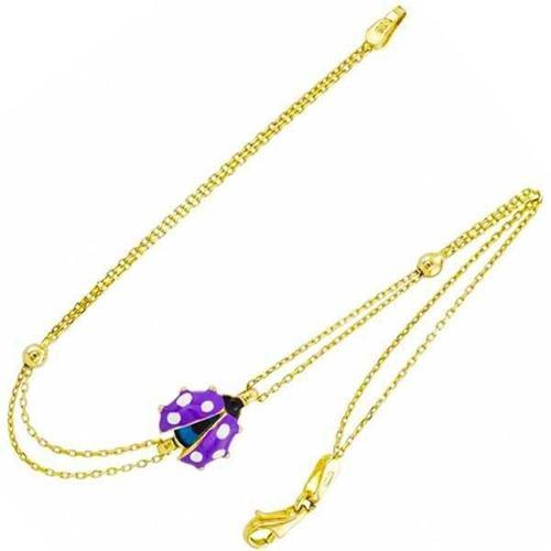 Mor Uğur Böcekli 14 Ayar Altın Bileklik