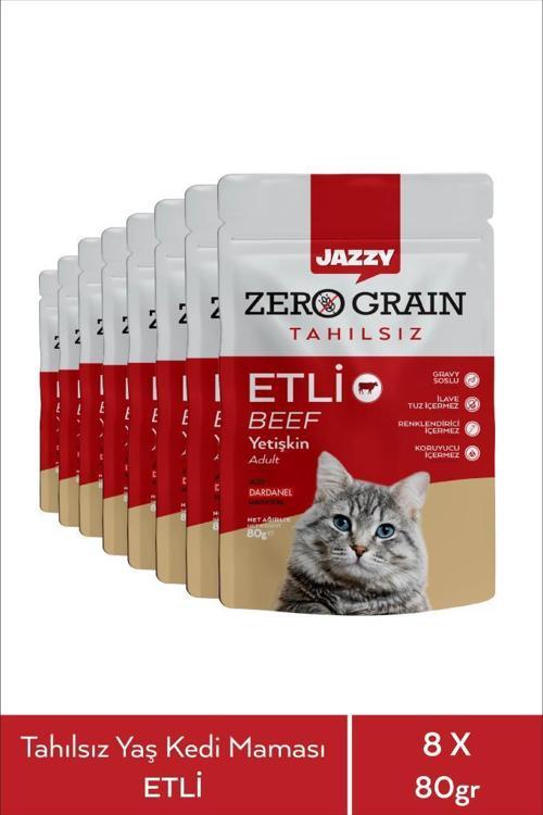 Zero Grain Kedi Maması Etli Poşet 80 gr X 8 Adet