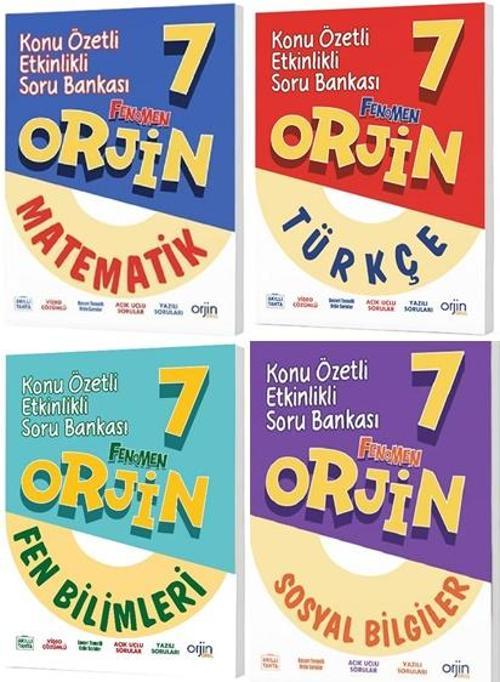 Orjin Okul 2026 7. Sınıf Matematik + Fen + Türkçe + Sosyal Konu Özetli Soru Seti 4 Kitap