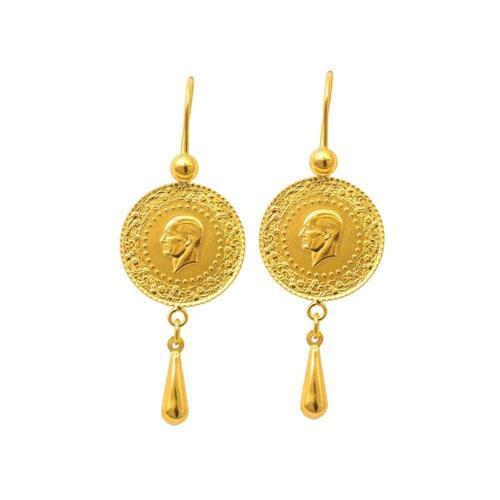 Ziynet Çeyrek Damla Küpe 22 Ayar Altın