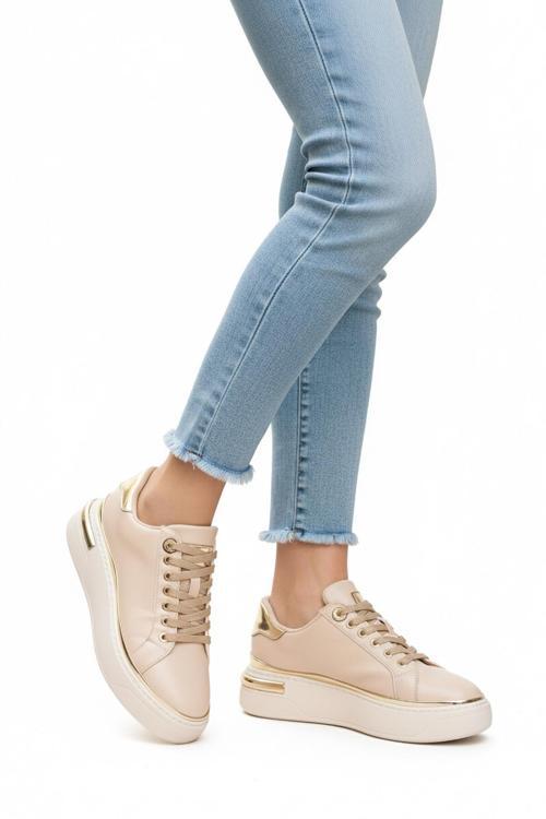 Bej Bağcıklı Hafif Kadın Sneaker Lady 029 Z