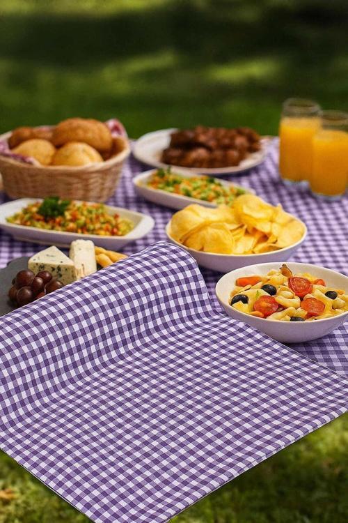 Zefir Desen Sofra Bezi Masa Örtüsü 170 x 170 Cm Lila