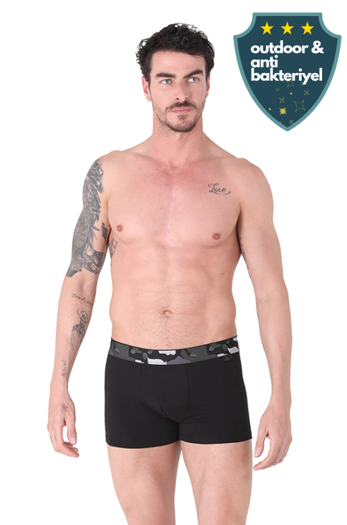 %92 Pamuk Kamuflaj Outdoor Boxer 2’li Paket –  Rahat & Antibakteriyel SİYAH/ LACİVERT