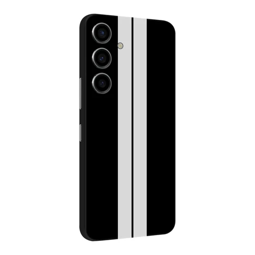Samsung S24 Plus Kaplama Siyah Çift Beyaz Şerit
