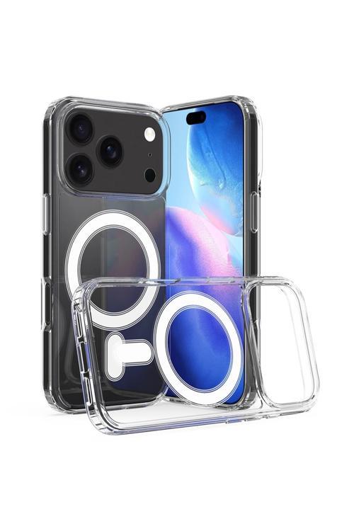 İphone 17 Pro Maxuyumlu İçin Mag-Safe Şeffaf Kılıf – Sert + Esnek Malzeme, Darbeye Dayanıklı Kapak