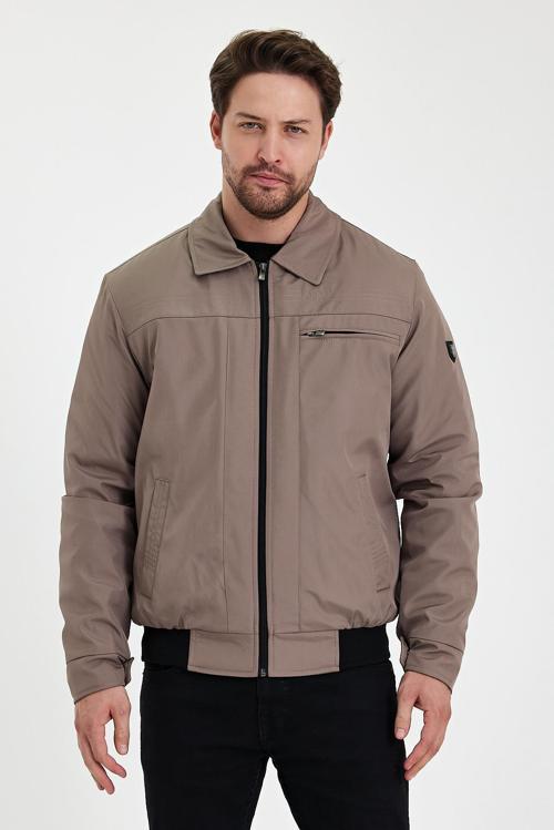 Krem İçi Kalın Kürklü Klasik Yakalı Rüzgar Ve Su Geçirmez Mont&Kaban