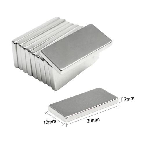 10 Adet 20x10x2 Mm Neodyum Mıknatıs Köşeli Magnet N35 Nikel Kaplama Güçlü Kaliteli Dayanıklı