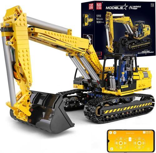 Mould King 13112 RC Ekskavatör Yapım Seti, APP Uzaktan Kumandalı - 1830 Parça