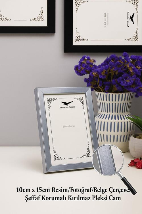 Ermitaj 10cm x 15cm Resim Fotoğraf Belge Poster Evrak Çerçevesi Korumalı Kırılmaz Pleksi Cam