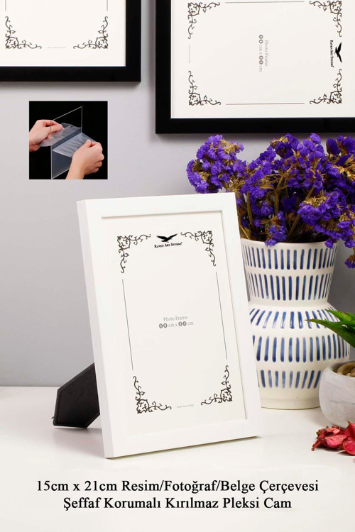 Ermitaj 15cm x 21cm Resim Fotoğraf Belge Poster Evrak Çerçevesi Korumalı Kırılmaz Pleksi Cam