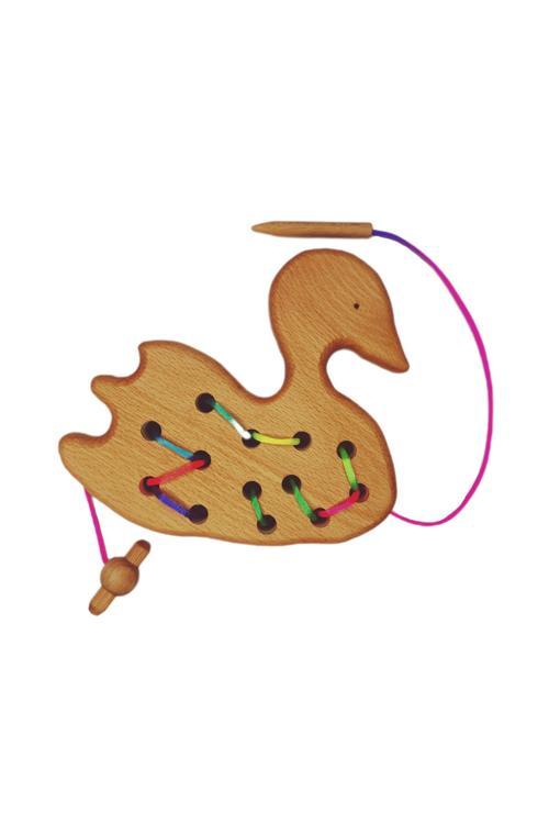 İp Geçirme Örme Oyunu Ahşap Kuğu