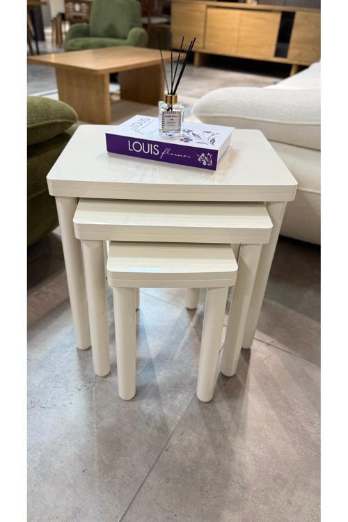 3Lü Bohem Zigon Sehpa Full Krem