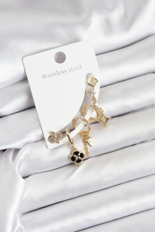 Zarif Kadın için Golden Pirinç Yapım Küpe Seti