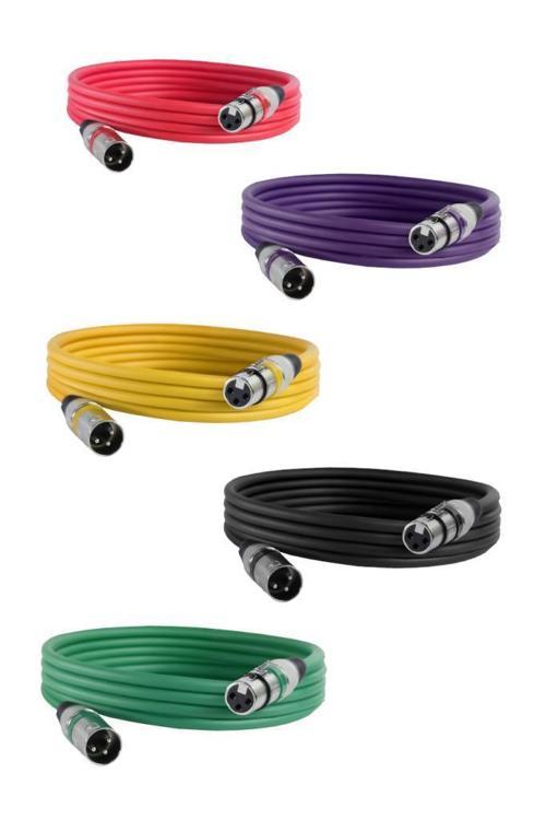 MXL-3M-5x Kaliteli XLR TO XLR 3 mt. Mikrofon Kablosu (5 Adet 5 Renk)