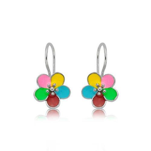 Gümüş Sallantılı Çiçek Çocuk Küpesi (BC-7D3685)