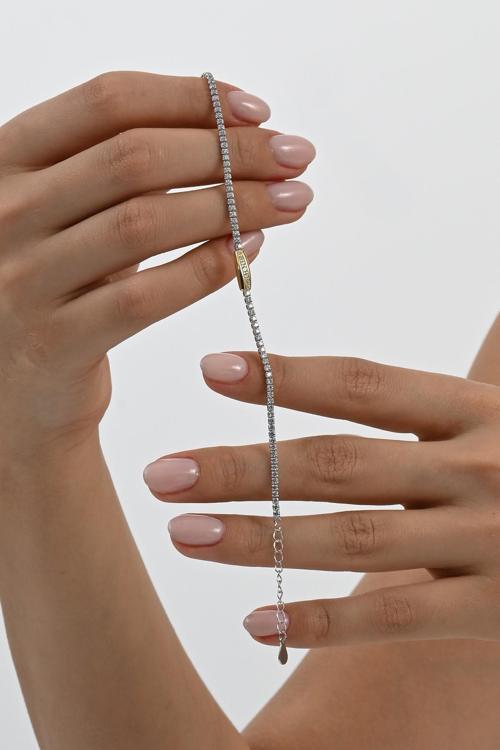 925 ayar gümüş altın yaldız ve rodyumlu gün ışığı gümüş su yolu bileklik [barcode]