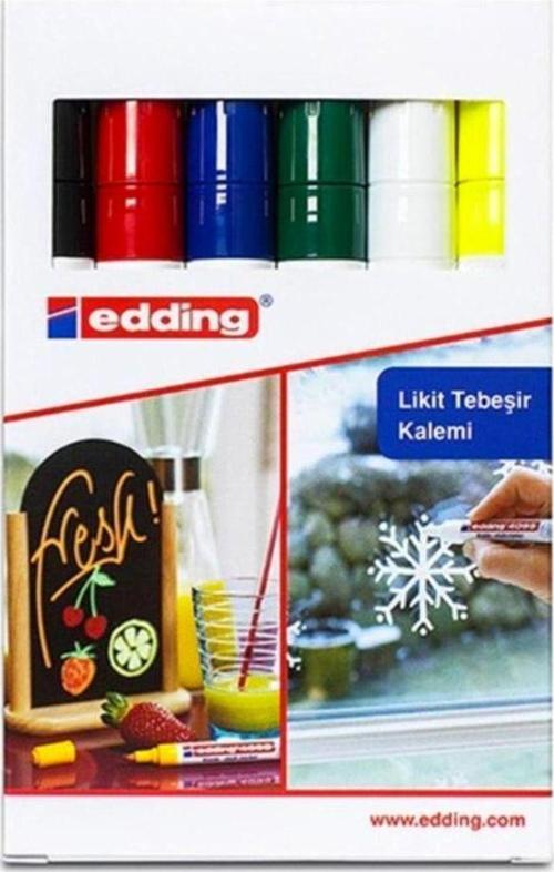 Cam Kalemi 4095 Likit Tebeşir Kalemi (Sıvı Tebeşir) 2-3Mm 6 Renk Set Set