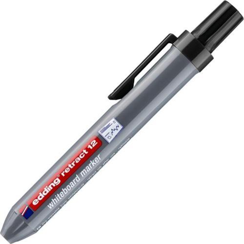 Retract12 Beyaz Yazı Tahtası Kalemi 1,5-3Mm Yuvarlak Uçlu Siyah (10 Lu Paket)