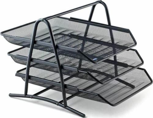 Bion Metal Evrak Rafı Perfore 3 Katlı Kutusuz Siyah 9309