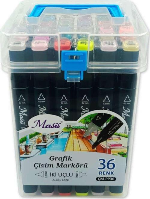 Grafik Çizim Markör Kalemi Twin Çift Uçlu 0,2 Mm - 0,5 Mm 36 Renk Pp ÇM-PP36