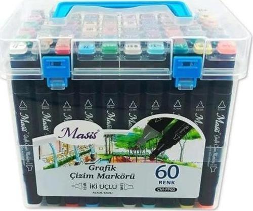 Grafik Çizim Markör Kalemi Twin Çift Uçlu 0,2 Mm - 0,5 Mm 60 Renk Pp ÇM-PP60