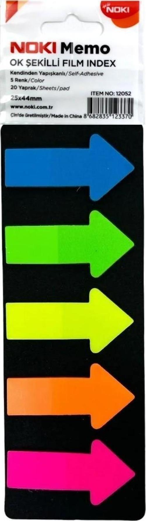 İndex Ok Şekilli Film Postit Ayraç Yağışkanlı Not Kağıdı 5 Renk 25x44Mm 12052