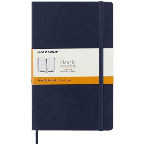 Yumuşak Kapak Çizgili Defter L Boy 13x21 cm. 192 Sayfa Safir Mavi