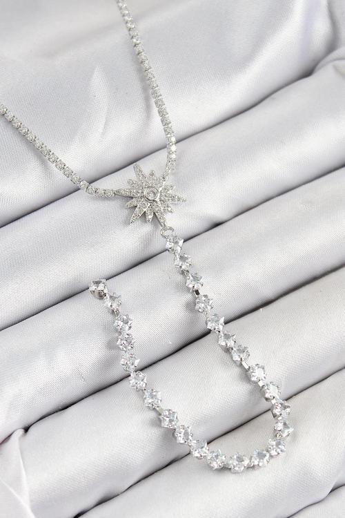 Pirinç Zirkon Taşlı Kutup Yıldızı Model Gold Renk Y Kolye